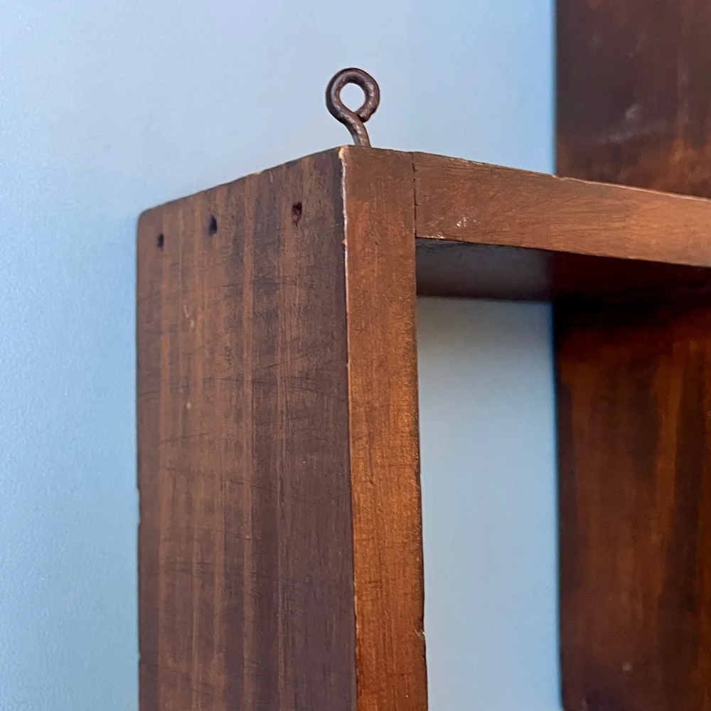 Vintage Display Shelf Mid Century Wood Floating Wall Shadow Box Curio Cabinet